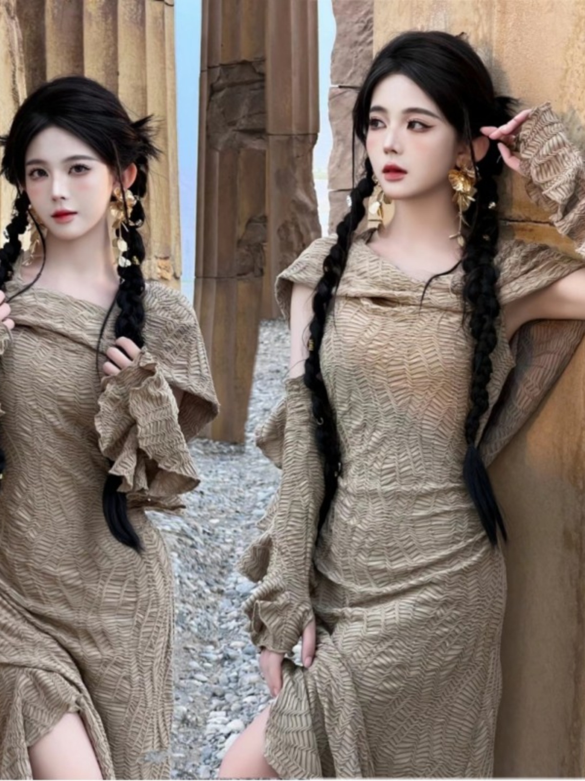 Desert  Themed Long Dress Wome - огляд і ціна Ethnic Fashion Clothing