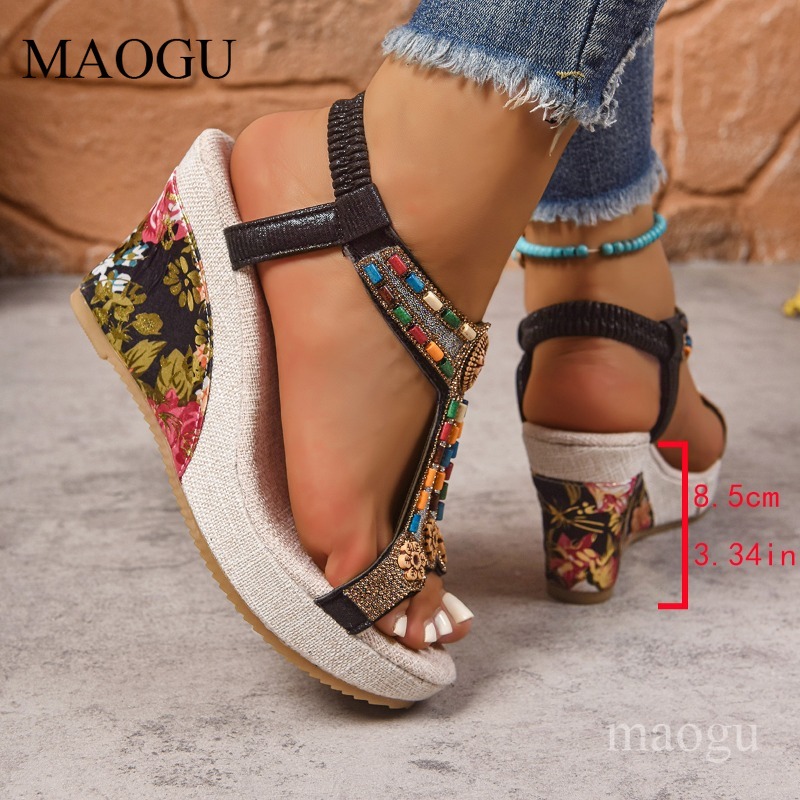 Boho Beaded Floral Wedge Sanda - огляд і ціна The Ethnic Fashion